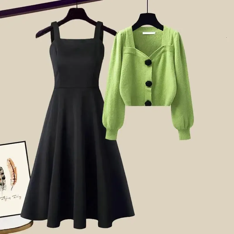 green emerald velvet dress Green Plaid Sweater Dress main image 1