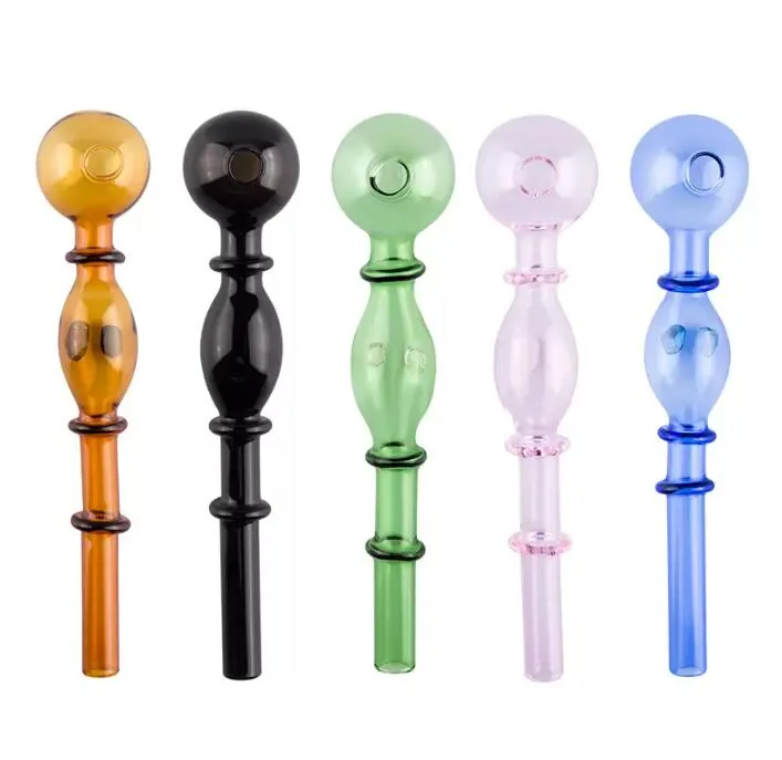 ACOOK Pipes À Fumer Environ 14cm 30mm OD Bol Brûleurs À Huile 7 Points Colorés Boro-verre Stand Pipe En Verre