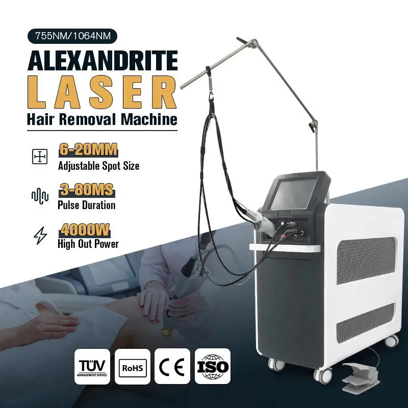 Preço do fabricante Alex e ND Yag Lasers Equipamento de remoção permanente de pêlos Alexandrite Laser Redução de pêlos usado em salão de beleza