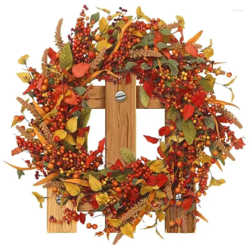 Fleurs décoratives 45 cm automne épi de grain couronne pour devant sur la porte rotin pare-chocs blé rond mariage festif maison tenture murale décor