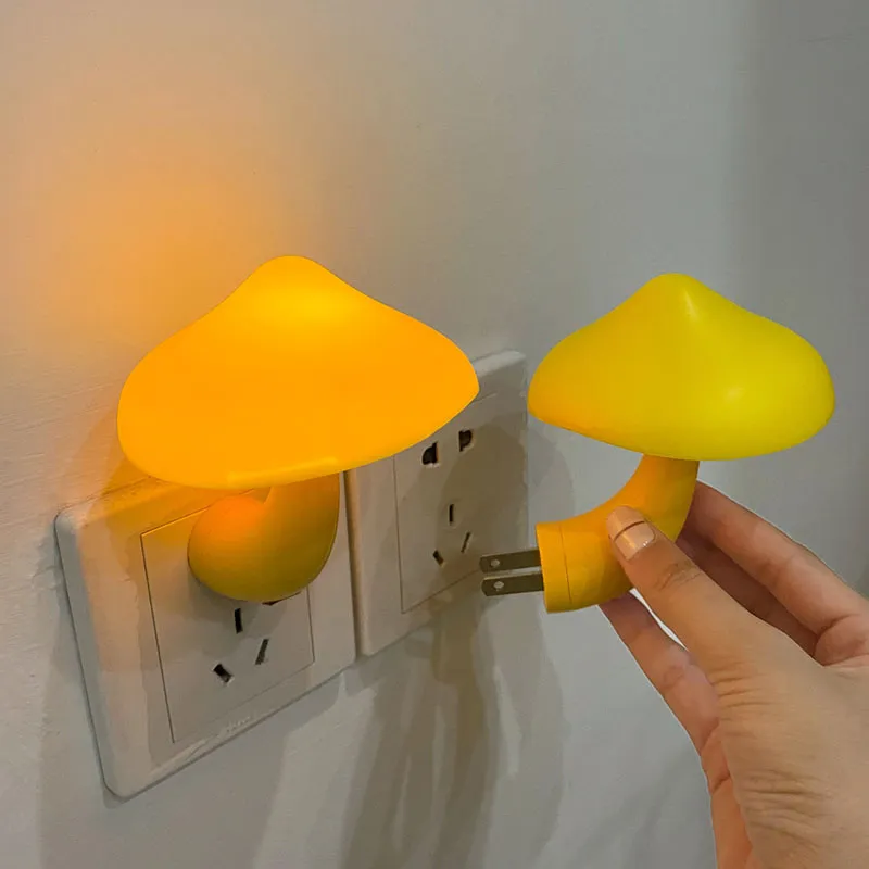 Proteção ambiental led night light cogumelo lâmpada de parede plugue da ue controle luz indução poupança energia quarto lâmpada decoração da sua casa