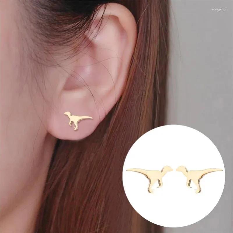 Stud Earrings Ms. WANGAIYAO Small Fresh And Lovely Stainless Steel Dinosaur Simple Pupils Ear Jewelry