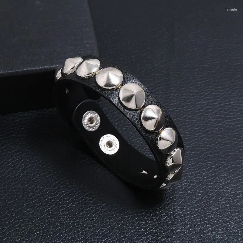 Bracelets porte-bonheur Punk unisexe Bracelet en cuir PU Rock Spikes Rivet chaînes pour femmes hommes amis bijoux