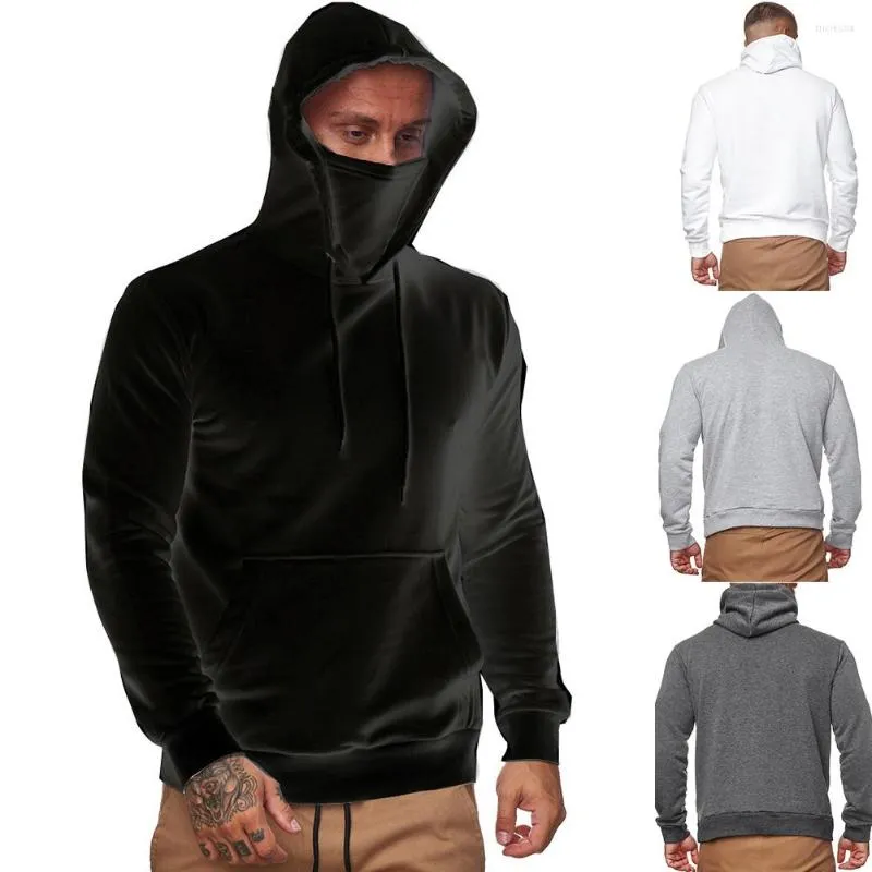 Men's Hoodies Men Hooded Hoodie Casual Long Sleeve Sweatshirt Pullover Jumper Fashion Workout Tops With Face Guard