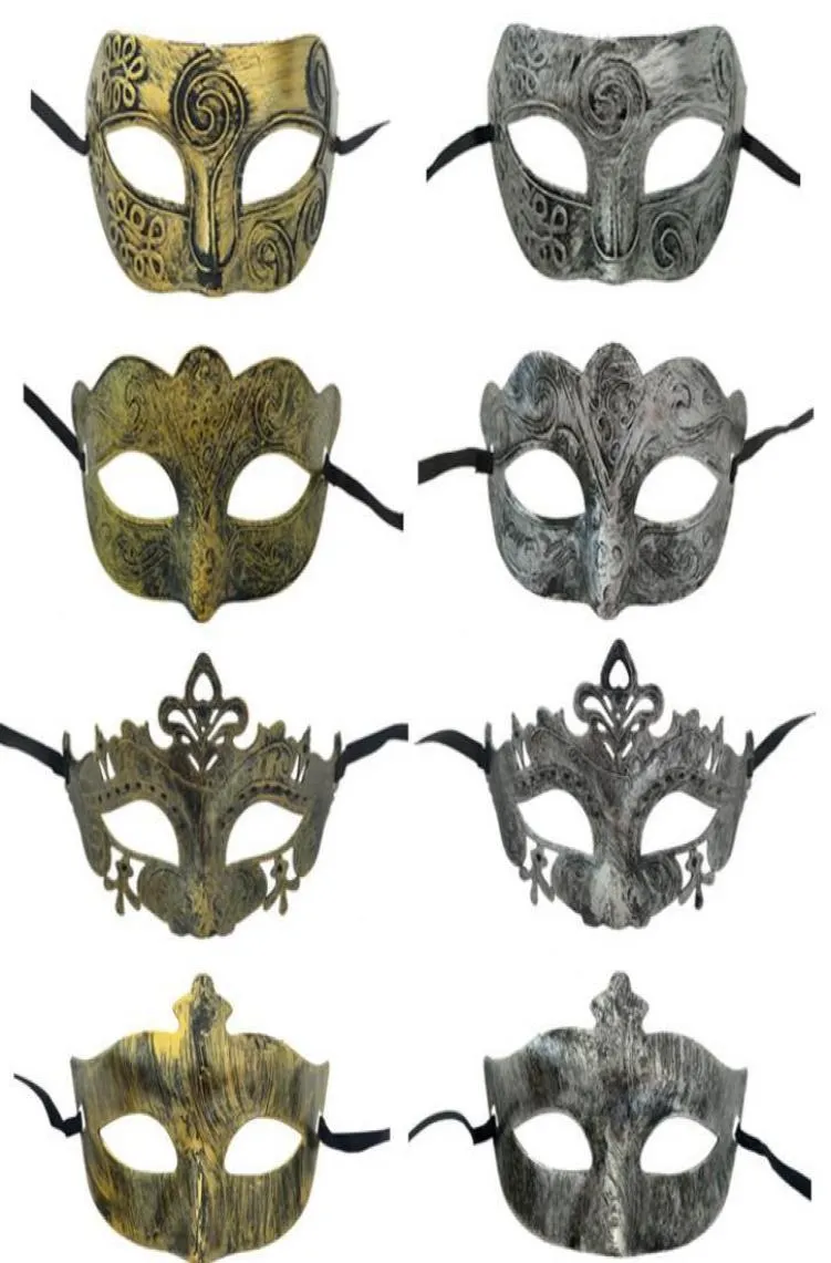 Maskerade-Masken Vintage Antik Männer venezianische Masken Erwachsene Halloween Party Karneval Maske altgold silbrig Verschiedene Stile3104350