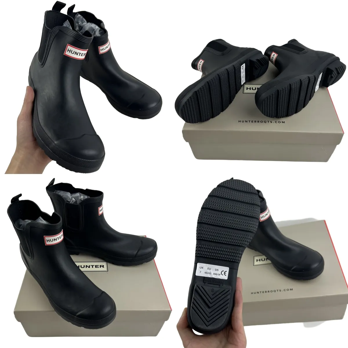 Women s Black Chelsea Rain Boots Waterproof Breathable Rubber Ankle Boots for 2024 Autumn Winter