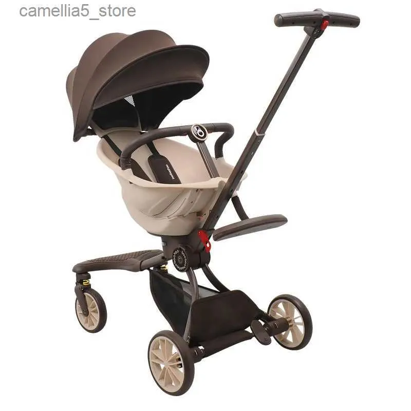 Strollers# Stroller Children's Cart Portable Folding Luxury Travel Baby Carriage High view Four-wheel Shock Absorber Lightweight Stroller Q231116