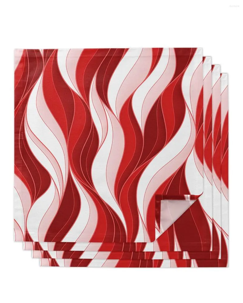 Serwe sercowe 4pcs czerwone fale trójwymiarowy abstrakcyjny kwadrat 50 cm dekoracja ślubna kuchnia serwetki