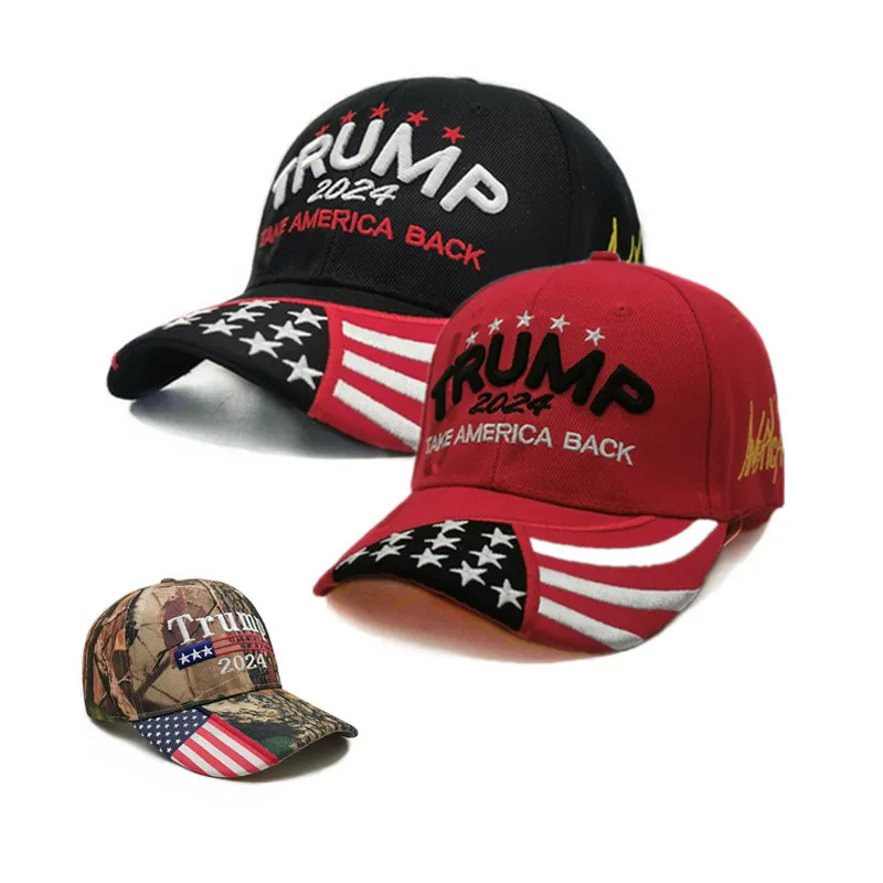자수 도널드 트럼프 야구 모자 2024 미국 미국 대통령 선거 미국 국기 뒤로 가져 가기 패션 위장 조정 가능한 트럭 모자 남성 여성을위한