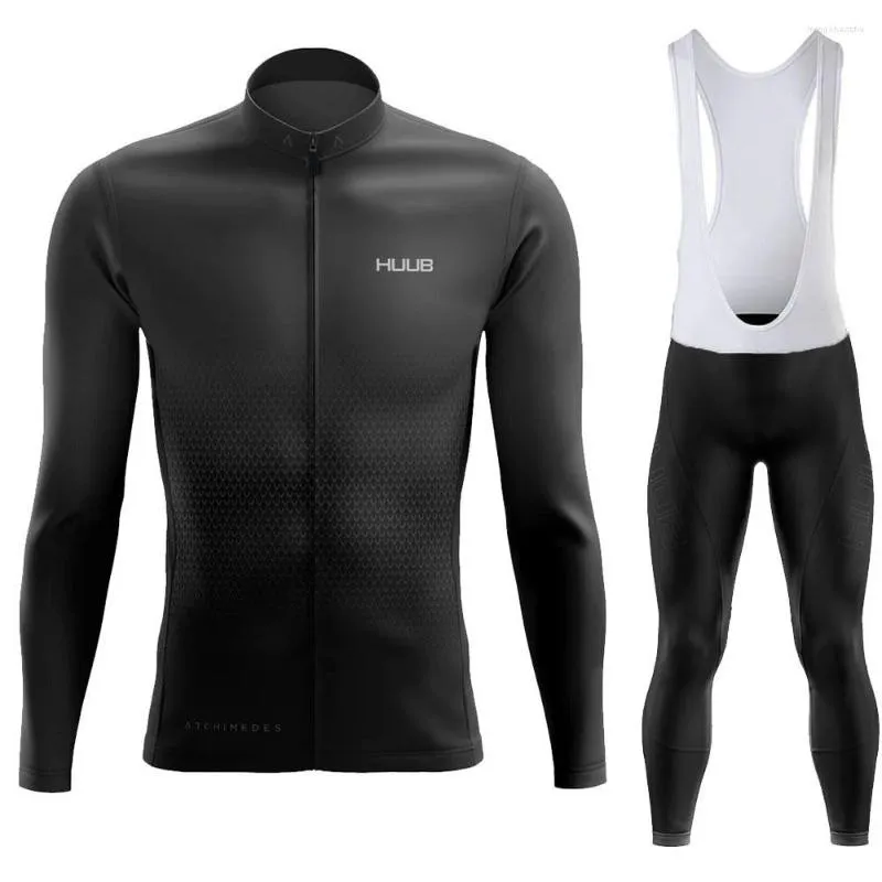 Racing Sets 2023 HUUB Cycling Jersey Set Breathable Clothing Autumn Spring Long Sleeve Men Road Bike Shirt Suit Bicycle Tights MTB