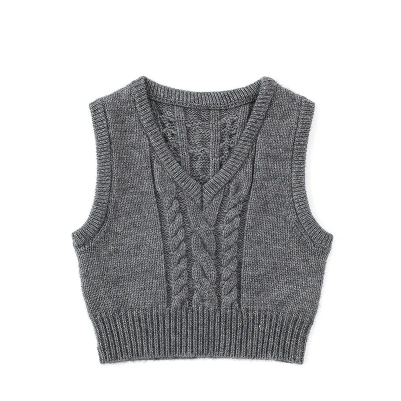 DARK GREY TWISTED KNIT VEST TOP, BABY DARK GREY TWISTED KNIT VEST TOP, BABY