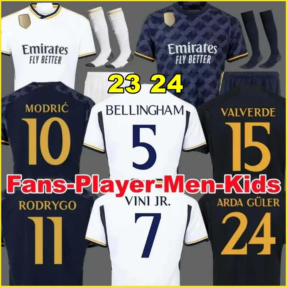 2023 fans speler BELLINGHAM VINI JR voetbalshirts MBAPPE Tchouameni 23 24 voetbalshirt echte madRIds CAMAVINGA Rodrygo Arda GuLer Camisetas mannen kinderkit uniformen