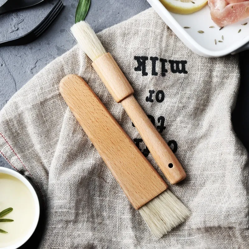 BBQ Basting Brush Oil Sauce Barbecue Grill Brush Wood Handle Baking Pastry Butter Honey Brush Wooden Kitchen Utensils (1)