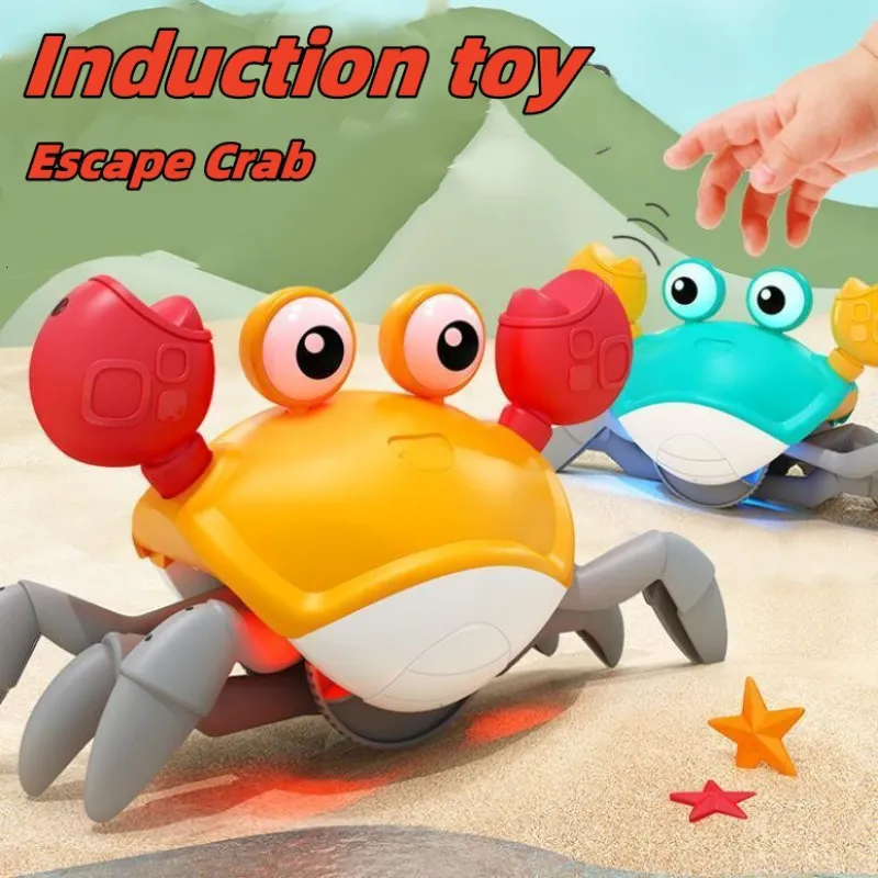 Zwierzęta elektryczne/RC Crawling Escape Krab Automatyczne indukcyjne przeszkody Unikanie kraba Electric Luminous Music