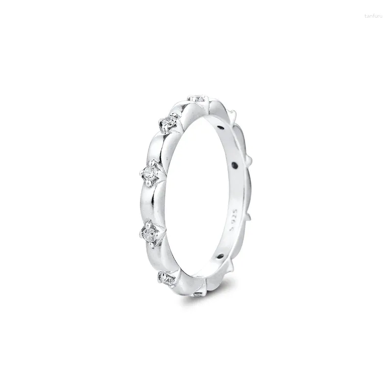 Anillos de racimo Pétalos de flores Anillo de banda 925 Anillos de plata esterlina DIY Moda Feamle Joyería europea para mujeres