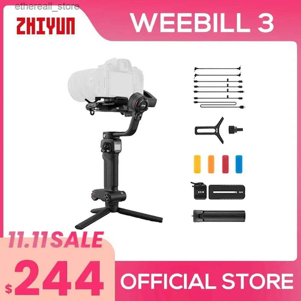 Stabilizatörler Zhiyun Resmi Weebill 3 Kamera Gimbal 3 Eksenli Dış Mekan Taşınır Aynasız Kamera Q231116