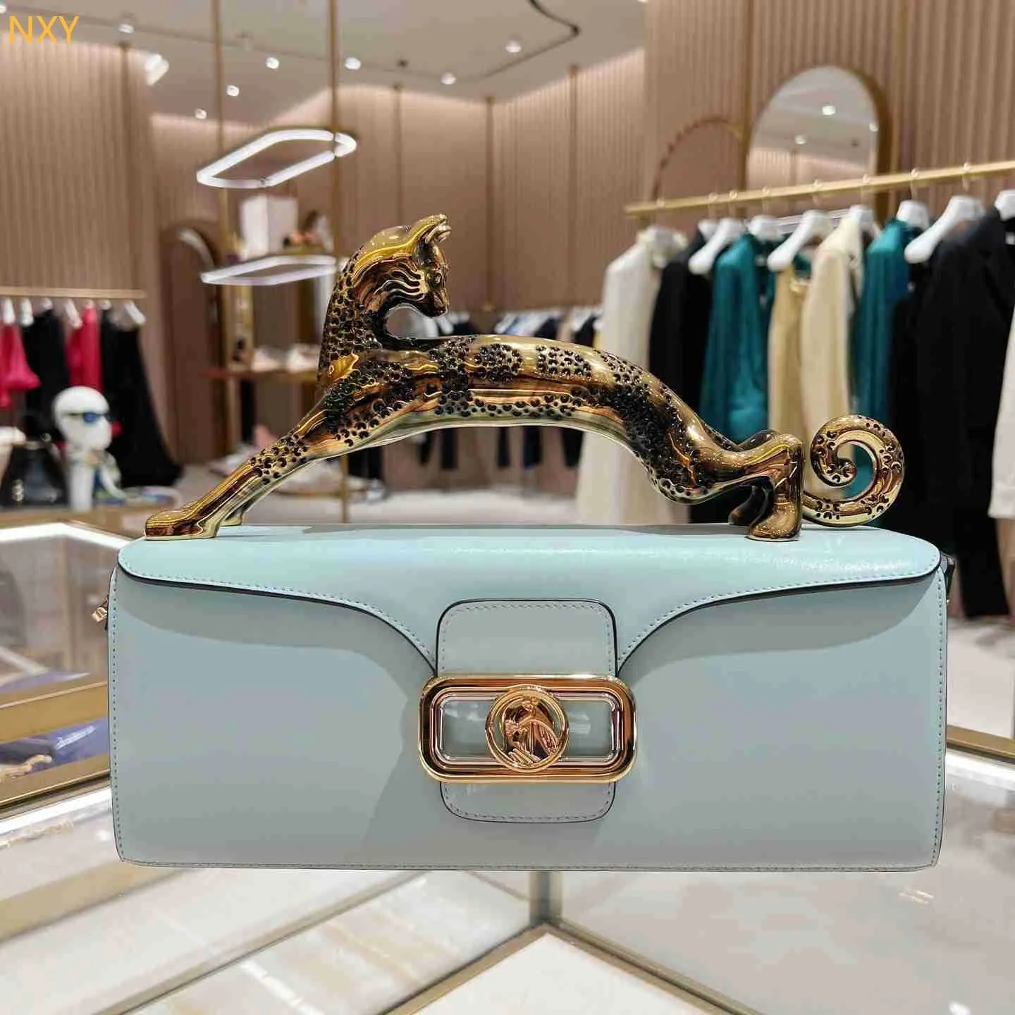 Bolso De Hombro De Cuero De Mango De Leopardo: Bolso De Hilería