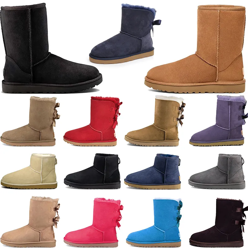 Womans Platform Snow Boots Ultra Mini Boot Designer Australien Päls varm svart Khaki Treasure Blue Pink Shoes Leather Chestnut Ankel Fluffy Booties för kvinnor