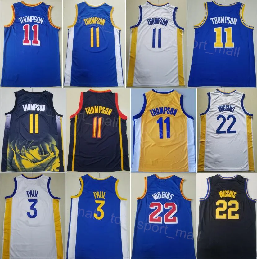 Genähtes City Basketball Klay Thompson Trikot 11 Männer Chris Paul 3 Andrew Wiggins 22 Für Sport Fans Association Statement Team Farbe Schwarz Blau Weiß Gelbes Hemd