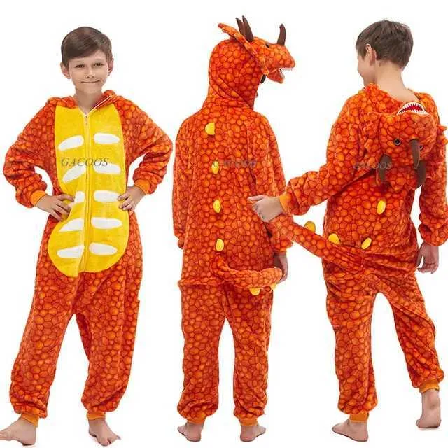 Kigurumi Dragon Onesies Warm Flannel Pajamas For Kids Winter