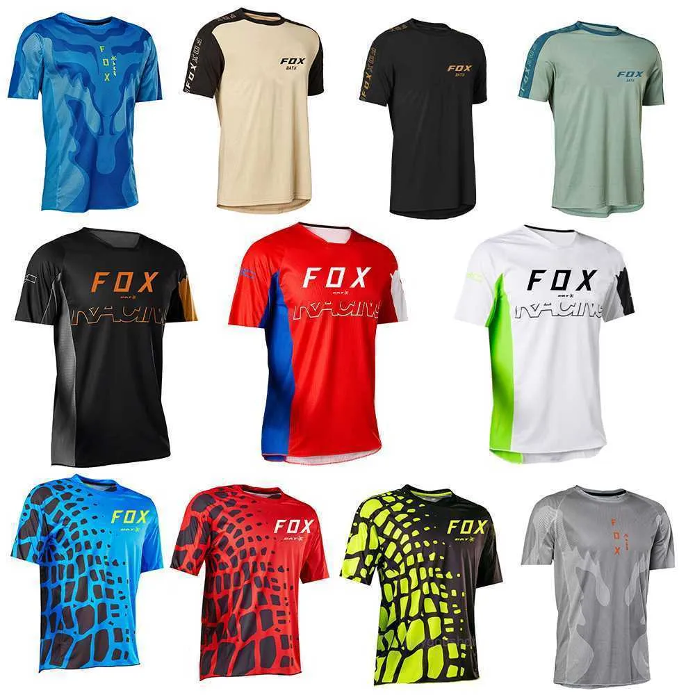 2023Men's Camisetas Homens Ciclismo Maillot MTB Downhill Jerseys Bat Fox Mountain Bike Camisas Offroad DH Motocross Motocicleta Ciclismo JerseyQ23