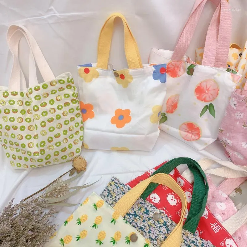 Opbergtassen Japanse heldere kleuren bloemenprint handtas bloem tas casual reis strandtas hoge capaciteit herbruikbare schouderwinkelen