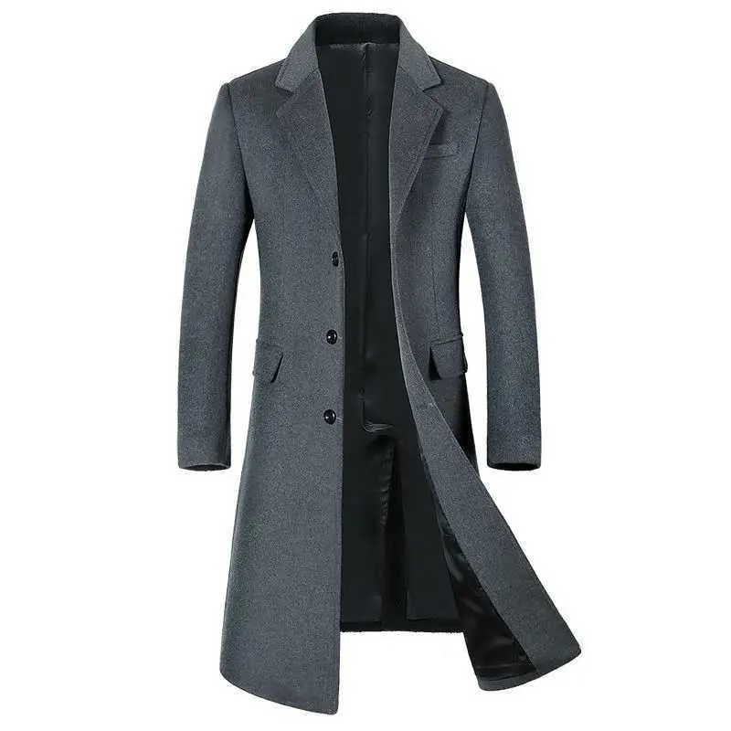 Erkek Ceketler Sonbahar ve Kış Yeni Erkekler Yünlü Ceket Uzatılmış Avrupa Artı Beden Korece Plus Kadife Kalın Kat J231116