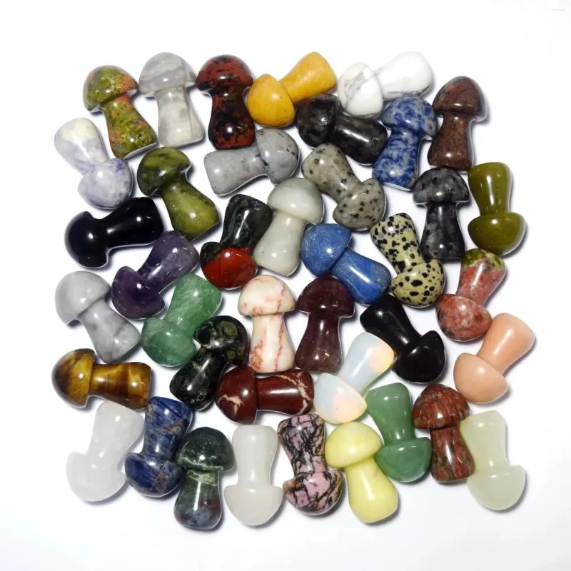 Decorative Figurines 50pcs Wholesale Natural Stone Pendant Necklace Mushroom Carvings And Sculptures Beads For Jewelry Making Handmade Gifts