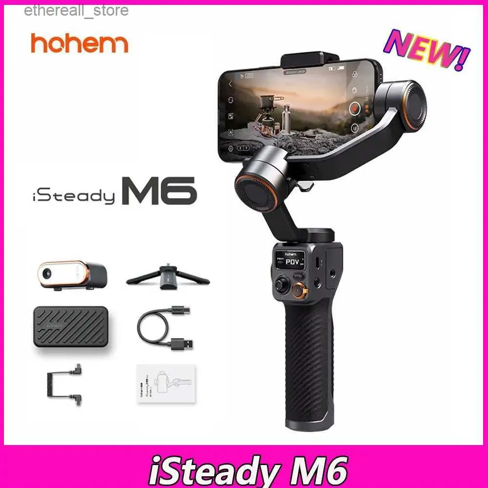 Stabilisatorer Hohem Isteady M6 3-Axis Handhållen smartphone Gimbal Selfie Stabilizer med magnetisk fullfärgsfyllningsljus för iPhone Q231116