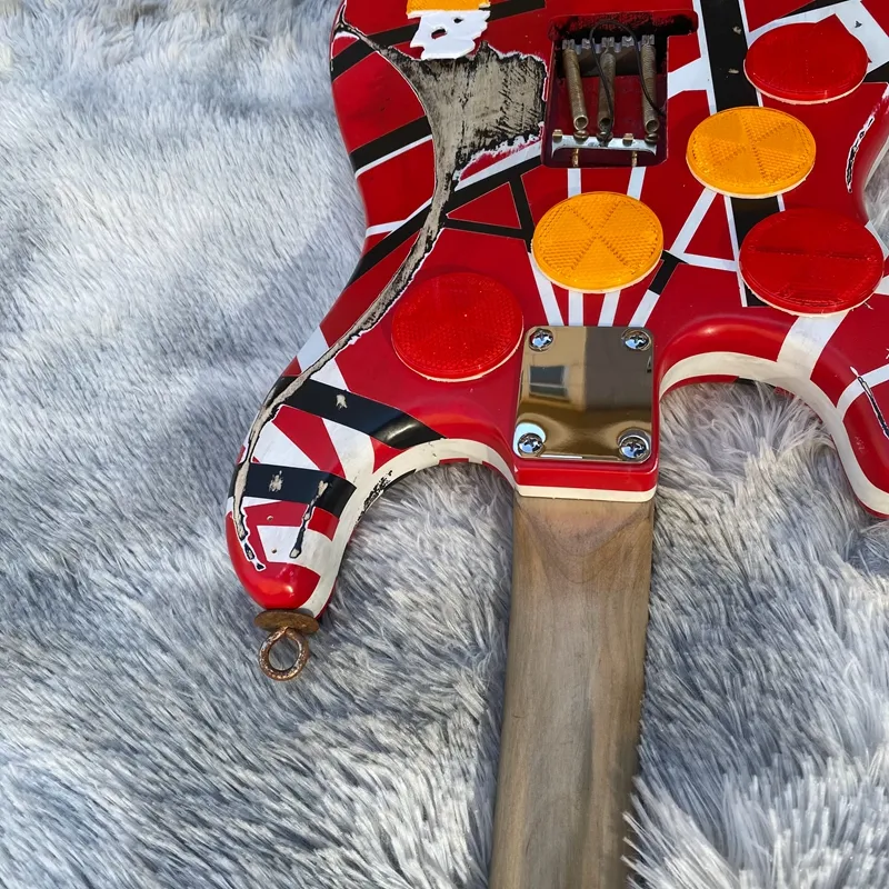 Electric Guitar Neck By Edward Van Halen Black/White Stripe With Red