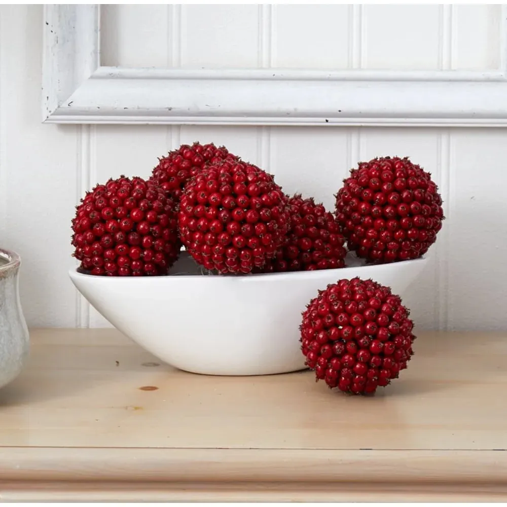 Julekorationer Red Berry Ball Christmas Ornament Julgran Dekorationer Uppsättning av 6 dekoration 2024 levererar bollar Festive Party Home Garden 231116