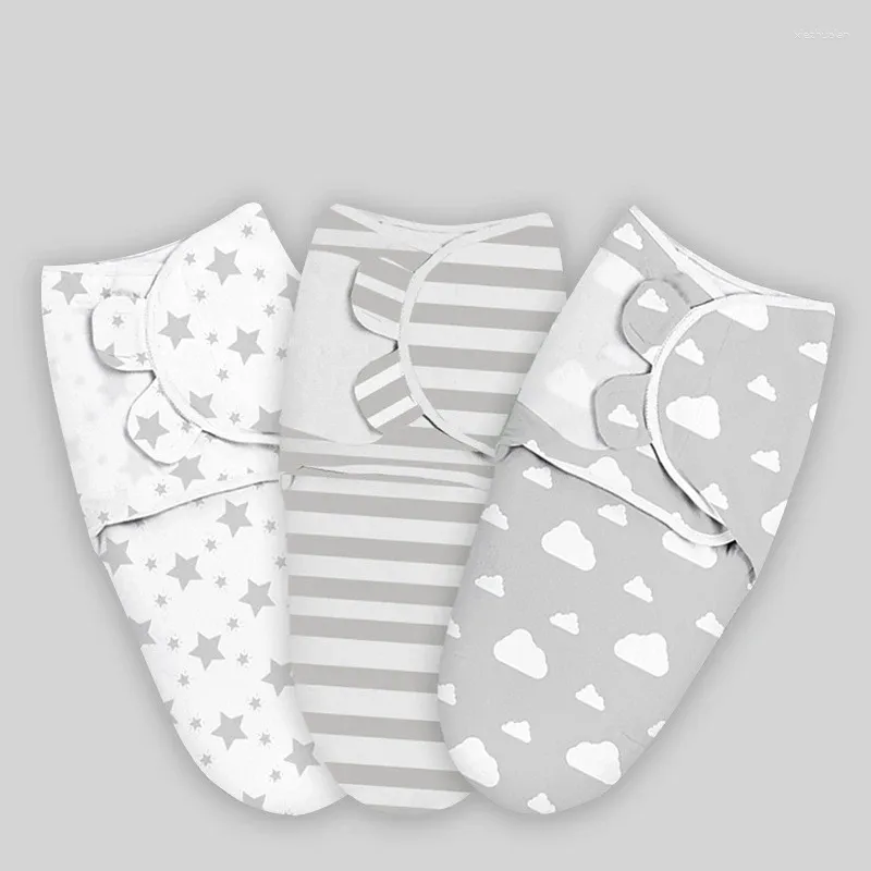 Koce Baby Cotton Swaddle For Boy Girl 3 Opakowanie Zestaw Born Regulowane Spiaddles Sleep Sack 0-6 miesięcy poniżej 80 cm