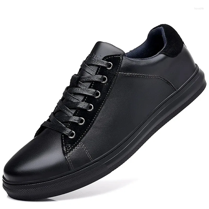 Boots Solid Black Skateboard Sneakers Mens Leather Shoes Vintage Brown Fashion Sneaker Spring Autumn Casual 20105