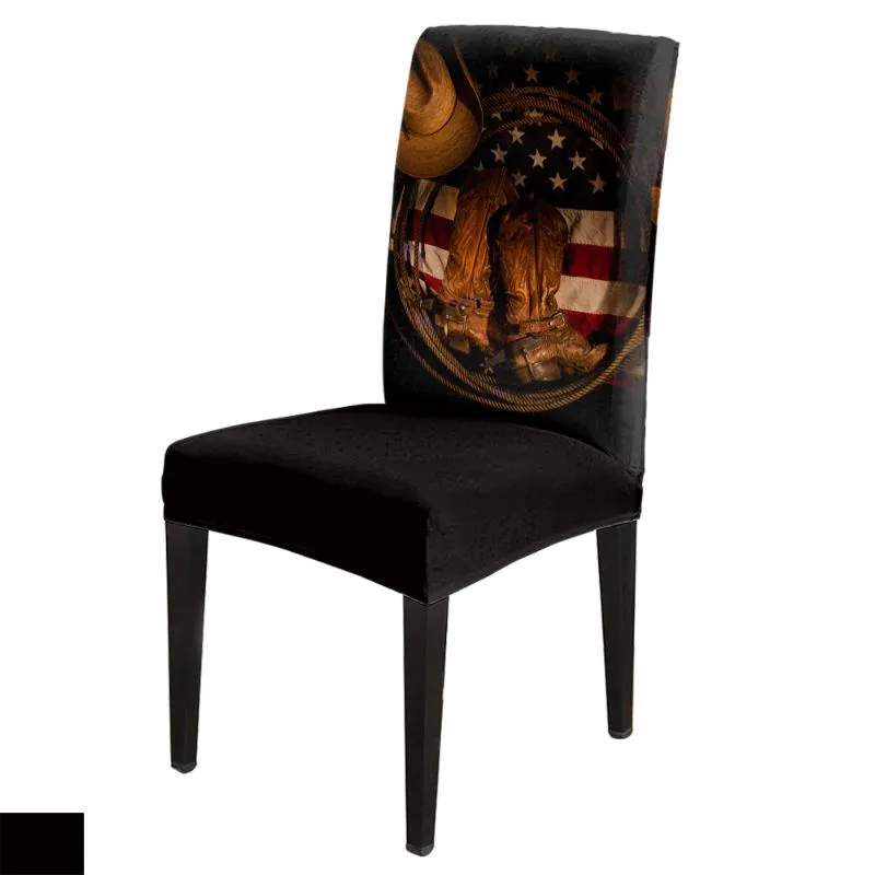 Housses de chaise American West Cowboy Spandex élastique salle à manger housse amovible cuisine siège étui housse extensible pour Banquet