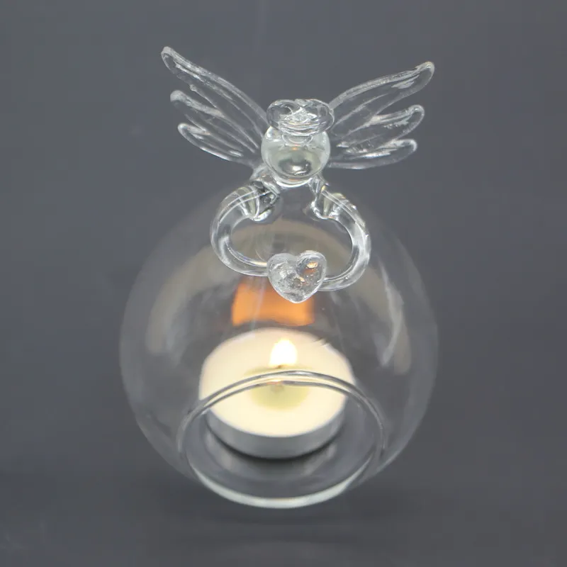 Crystal Glass Wall Hanging Tealight Angel Candle Holders For Wedding Dining Table Decor