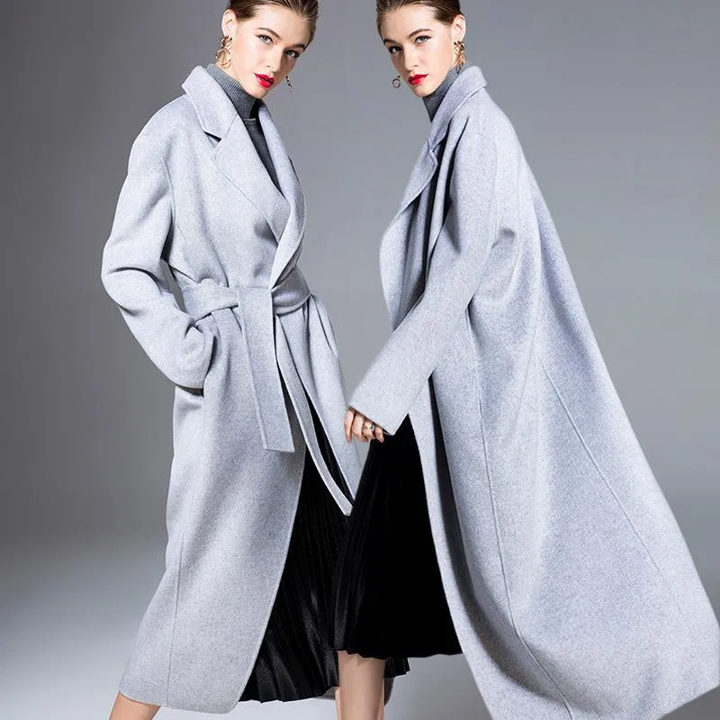 Mulheres de lã feminina Mulheres Autumn Winter Casat Fashion Trench Long Womens Coats Jaqueta V-deco