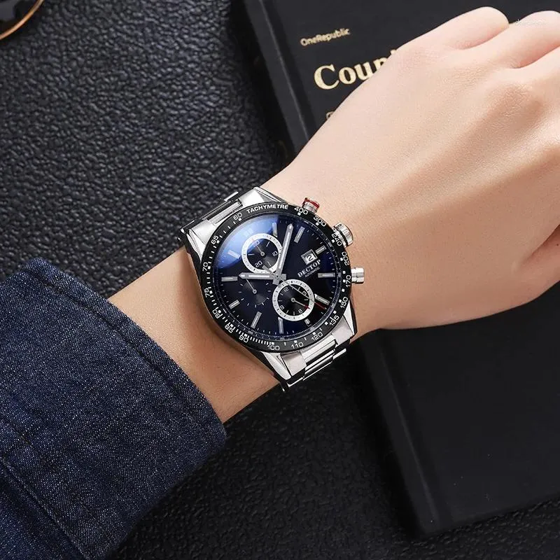 Wristwatches DECTOP 2023 Arrival Tag Muti-Function Automatic Sports Watches Man Carrera Ceramic Bezel Waterproof Wristwatch With Calendar