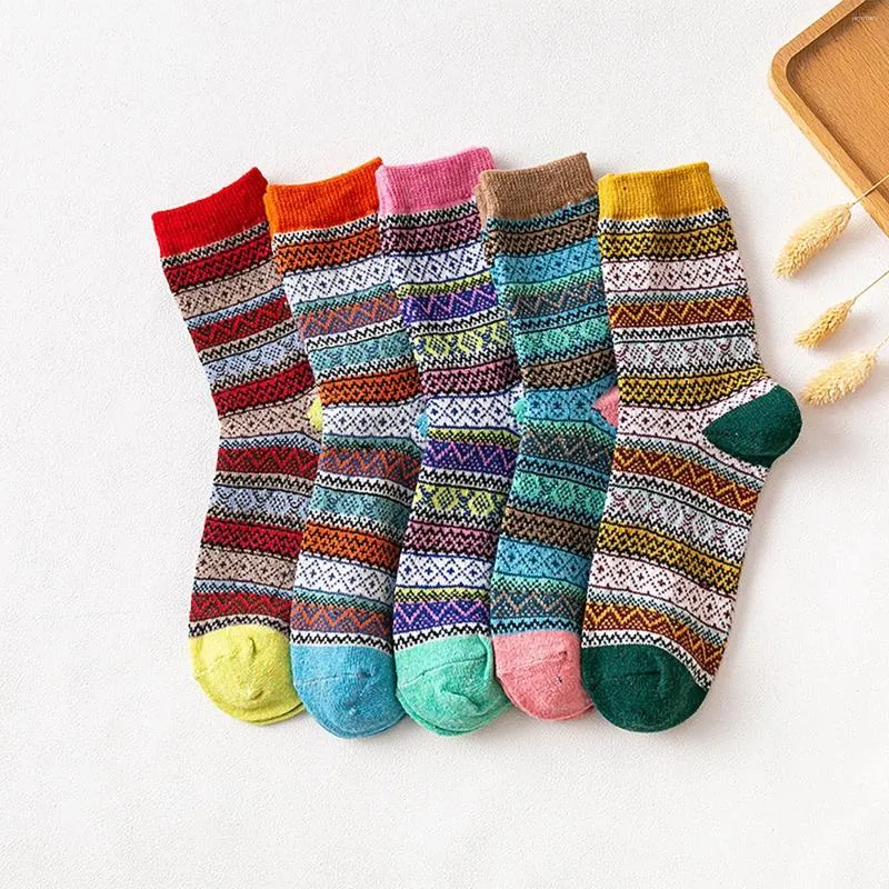 Kadın Çoraplar Vintage Stripe Sock Pamuk Pamuk Nefes Alabilir Spor Kobileri Çorap Etnik Yol Bisiklet Erkekleri Konfor Açık Mekan Bisiklet Kalsetinleri