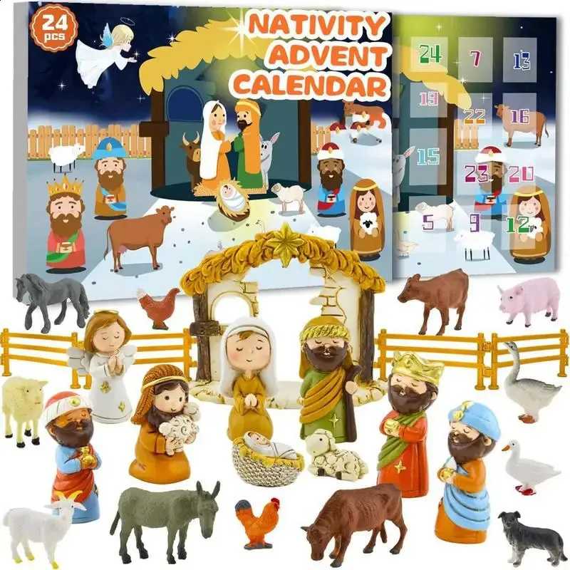 Andere Spielzeuge 2024 Krippen Adventskalender Set, Heimdekoration