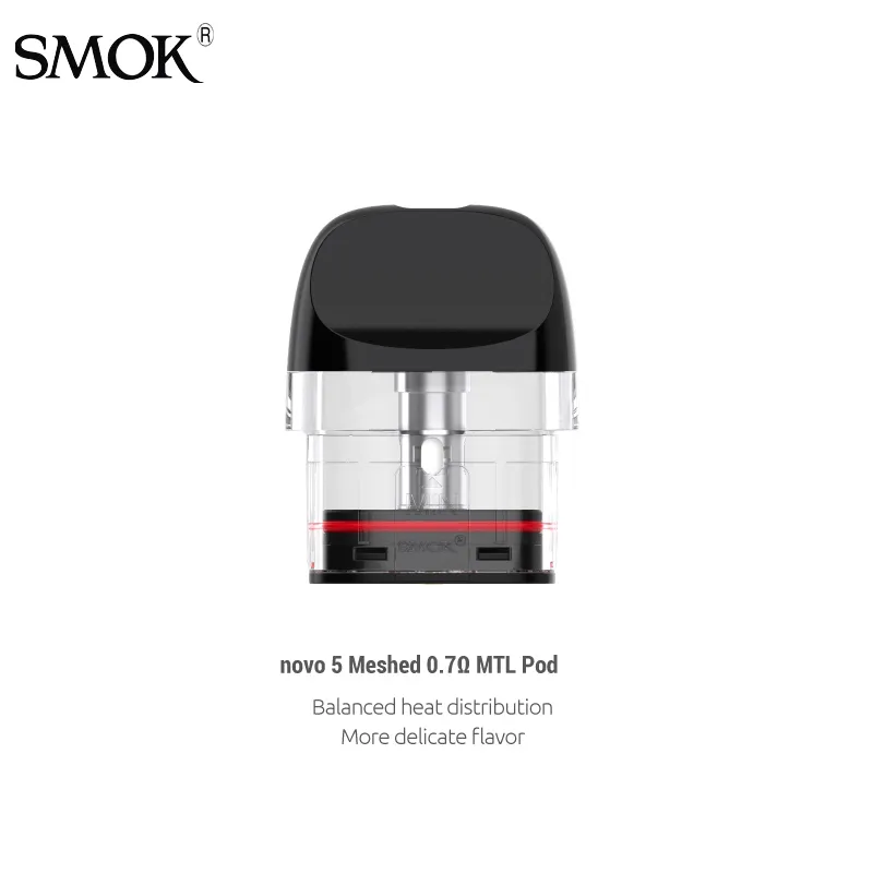Розничная продажа! SMOK NOVO 5 Pod Meshed 0,7 Ом MTL Распылитель 2 мл Пустая емкость, подходит для электронной сигареты NOVO 5 Kit Vape 3 шт./упак. Аутентичные