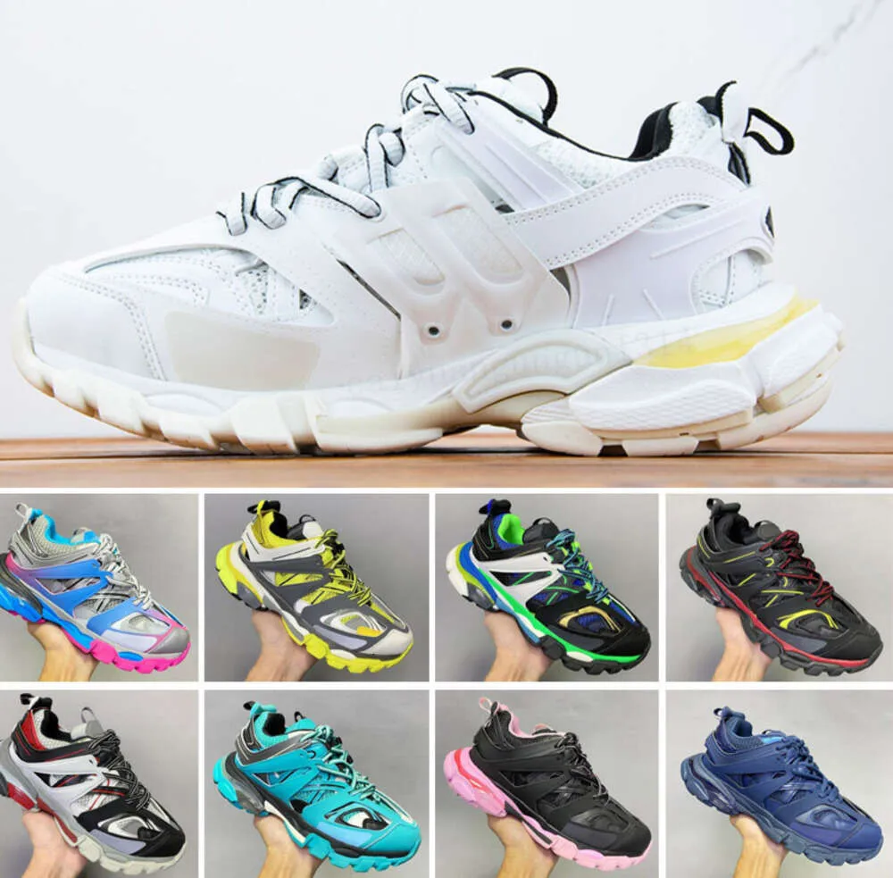 Tasarımcı Lüks Kadınlar Erkek Günlük Ayakkabı Track 3.0 LED Spor Sneaker Lighted Gomma Deri Eğitmeni Naylon Baskılı Platform Spor Ayakkabıları Erkekler Işık Eğitimleri Ayakkabı6za