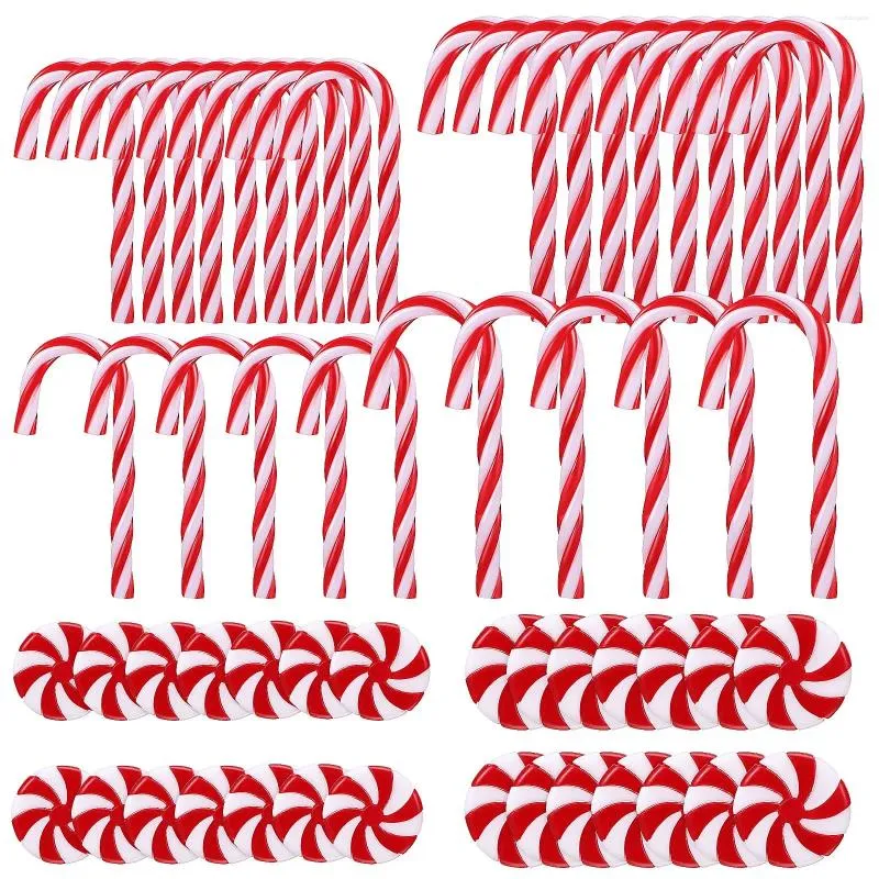 Christmas Decorations 60pcs Acrylic Candy Canes Twisted Crutch Xmas Tree Hanging Ornaments Year Party Home Kids Gift Toy