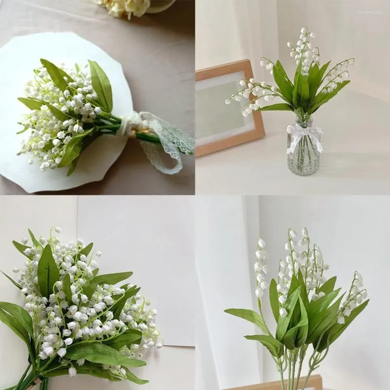 Dekorativa blommor 1st Simulation Lily of the Valley Garden Home Decoration Wedding Bouquet Soft Plastic Artificial Outdoor Decor