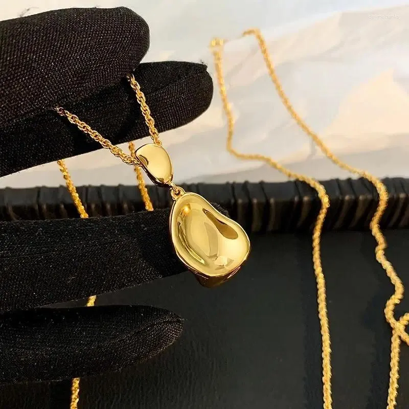 Ketten CE Französische goldene Bohne Anhänger Halskette Luxus trendige Ohrringe Edelstahl vergoldet