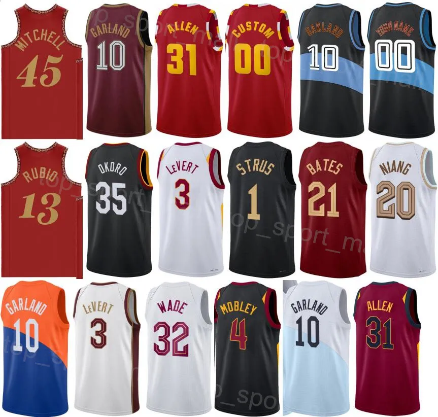 Printed Man Youth Basketball City Max Strus Jersey 1 Emoni Bates 21 Georges Niang 20 Ricky Rubio 13 Dean Wade 32 Craig Porter 9 Association Icon Custom Name Number