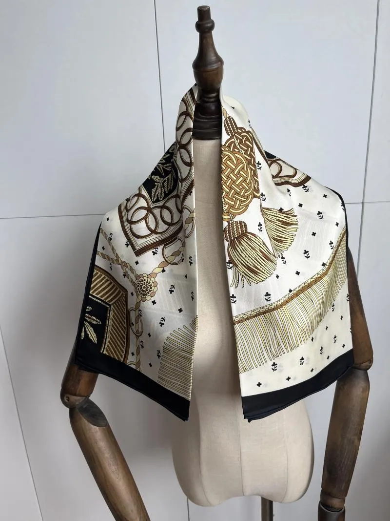 Scarves 2023 Arrival Fashion Brand White Silk Scarf 90 Cm Square Shawl Twill Wrap For Women Lady Hijab