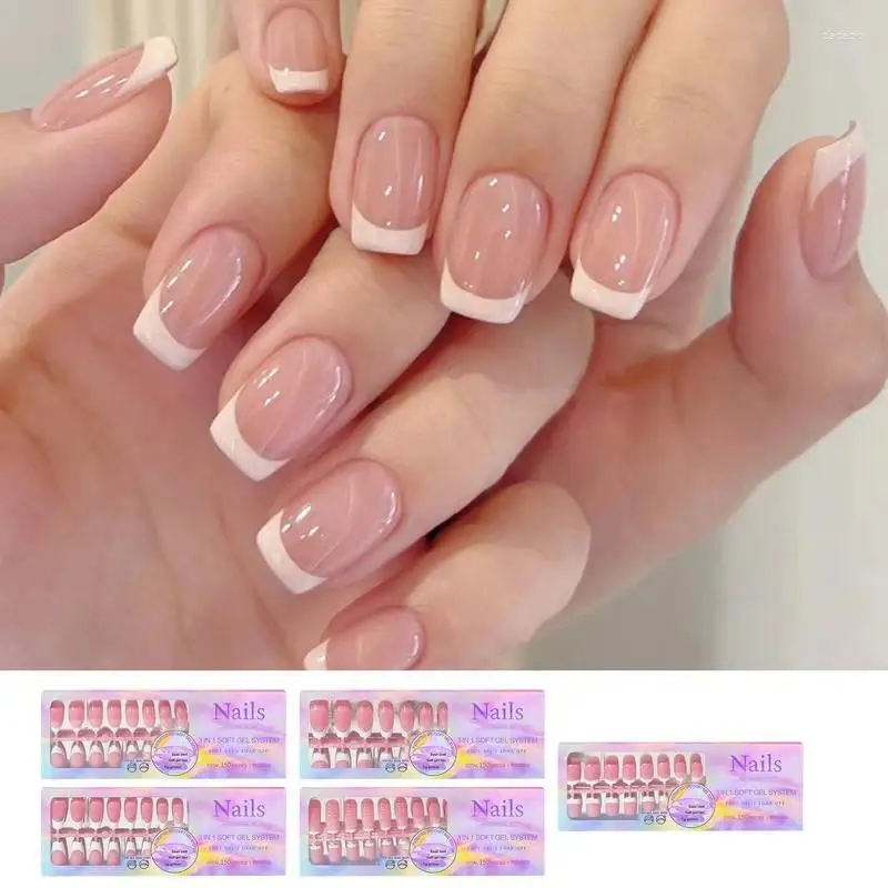 False Nails French Tip Press On Short Fake Glue For Party Natural White Tips Stick 150pc