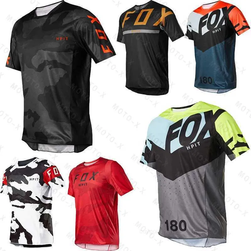 2023Heren T-shirts Motorcycle Mountain Team Downhill Jersey MTB Offroad DH Bike Motorcycle Shirt T-shirt met korte mouwen Mountain Hpit Fox Jersey Q12 Y99