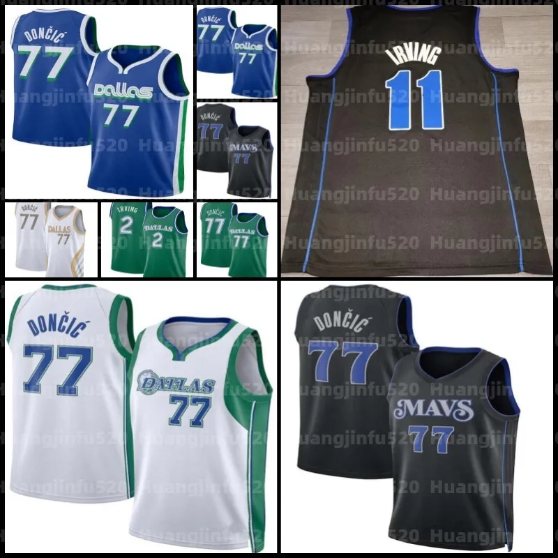 11 Kyrie Irving Luka Doncic Dalla Maverick Jerseys Basketball 2 77 City Mark Fans Chemise vert blanc hommes