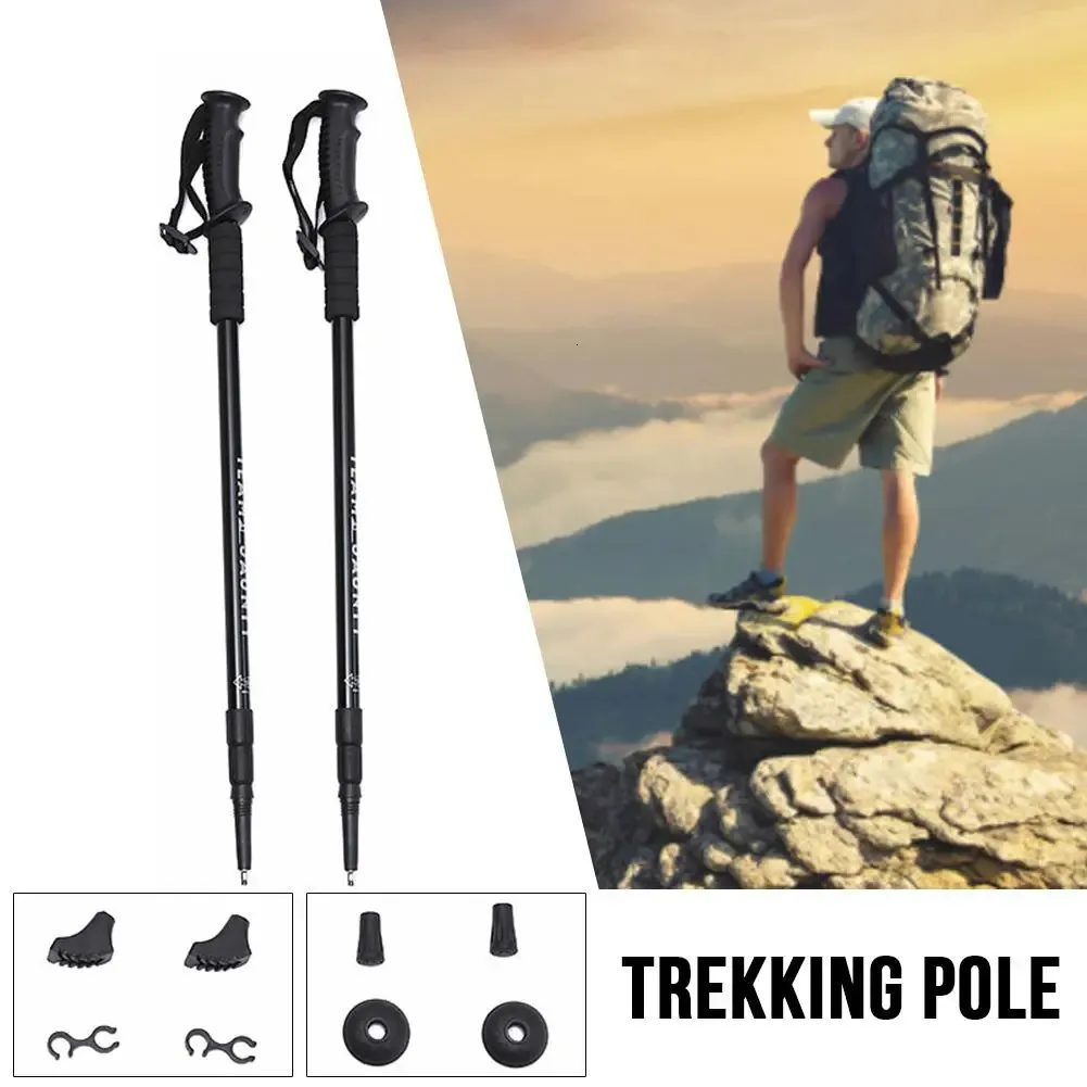 Skidstänger Trekking Pole Set Three-Section rakt hanterade vandringsstänger Ski Poles stötdämpare Walking Sticks Justerbar Trekking 231116